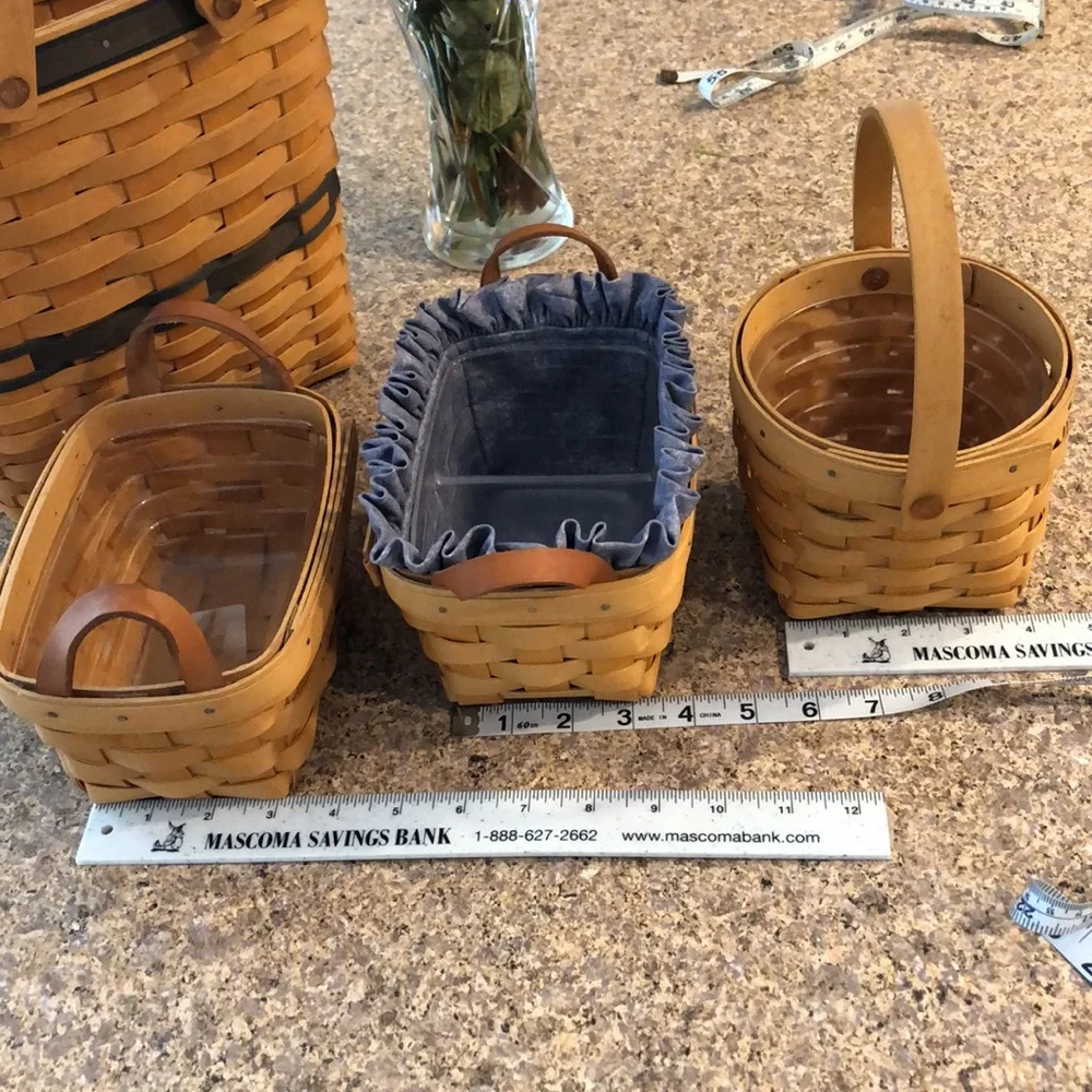 Bundle of 4 Longaberger Baskets Including Collectors Club Membership Basket